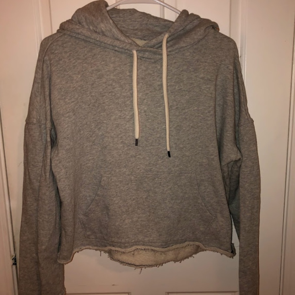 Cropped Sweatshirt with embroidered hood